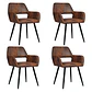 Comedor Mesa Asgard Rustik Black redondo 100 cm con 4 Butacas Burgos Ecocuero Vintage Café Oscuro - Miniatura 6