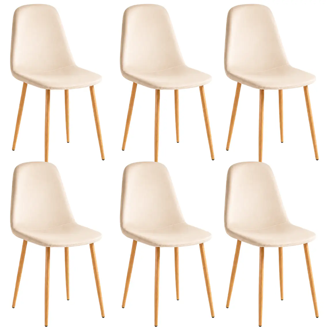 Comedor Mesa rectangular vidrio 130x80 cm con 6 Sillas Spoon terciopelo 2