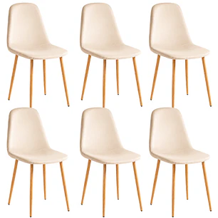 Comedor Mesa rectangular vidrio 130x80 cm con 6 Sillas Spoon terciopelo