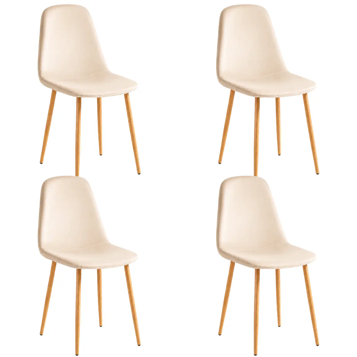 Comedor Mesa rectangular vidrio 130x80 cm con 4 Sillas Spoon Terciopelo 8