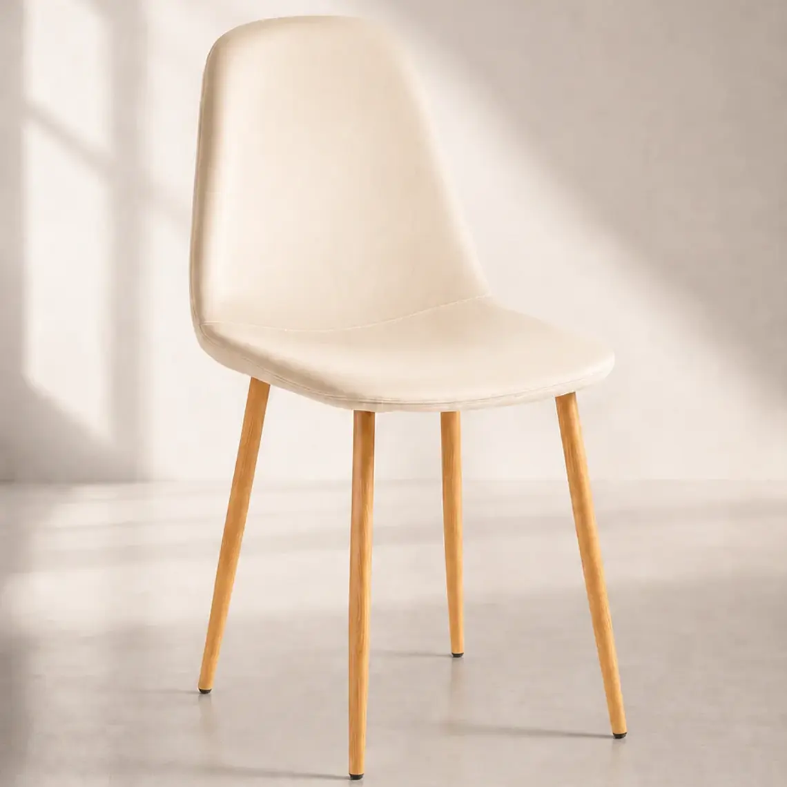 Comedor Mesa Eames rectangular blanco 120x80 cm con 4 Sillas Spoon terciopelo 10