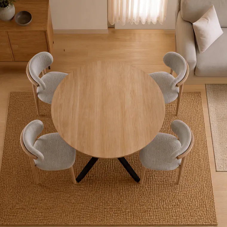 Comedor Mesa Asgard Rustik Black redonda 100 cm con 4 Sillas Arpi Poly Wood - Beige 2
