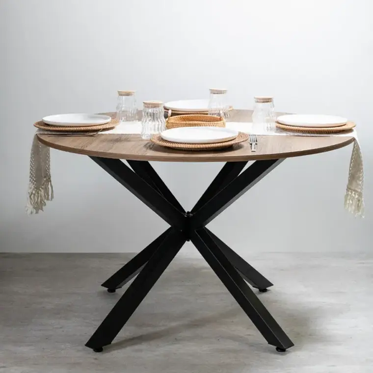 Comedor Mesa Asgard Rustik Black redonda 100 cm con 4 Sillas de terraza Black 10
