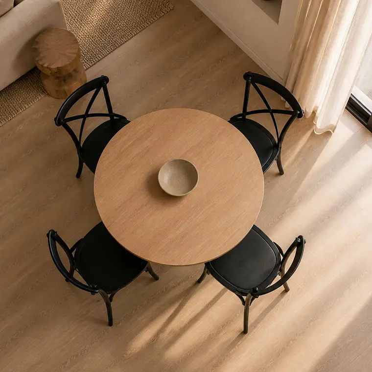 Comedor Mesa Reuniones Wood redonda 80 cm con 4 Sillas Crossback Danubio - Polipropileno 2