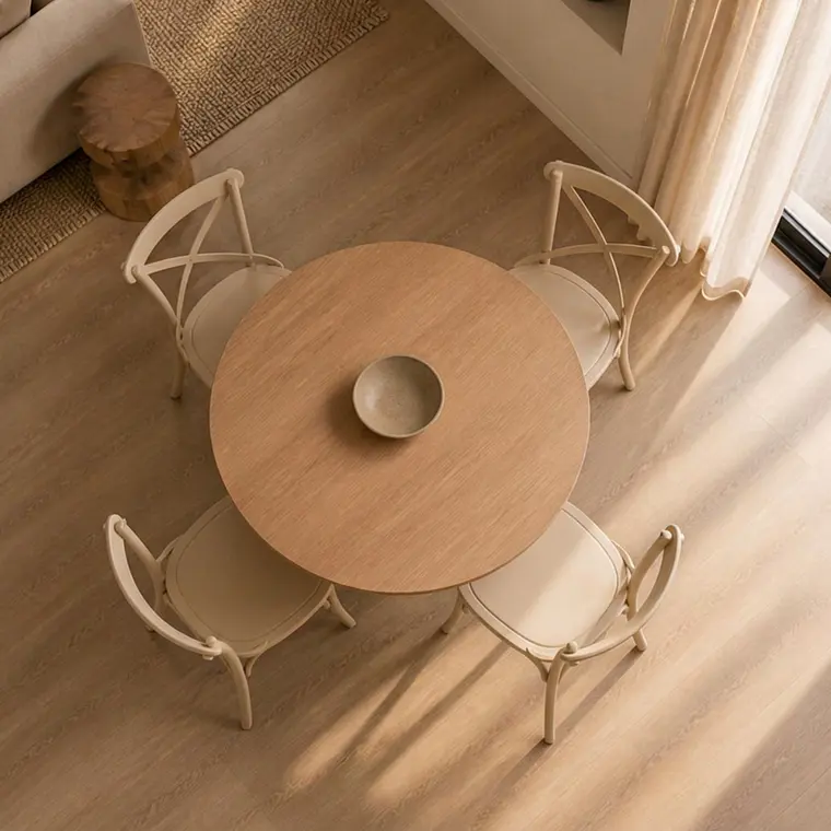 Comedor Mesa Reuniones Wood redonda 100 cm con 4 Sillas Crossback Danubio - Polipropileno 5