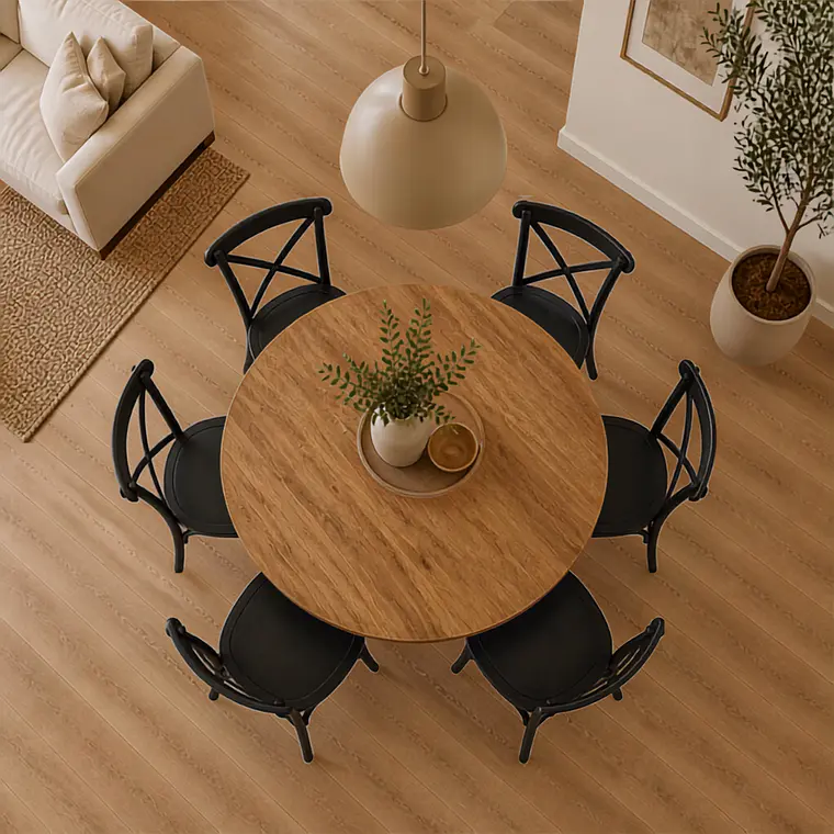 Comedor Mesa Asgard Rustik Black redonda 120 cm con 6 Sillas Crossback Danubio - Polipropileno 4