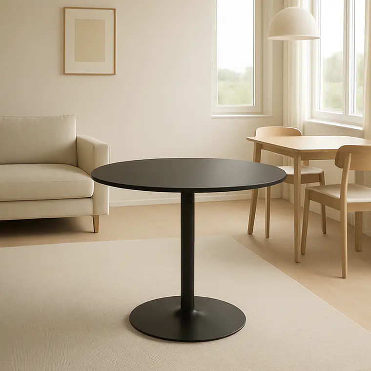 Comedor Mesa Reuniones Negra redonda 100 cm con 4 Sillas Crossback Danubio  9
