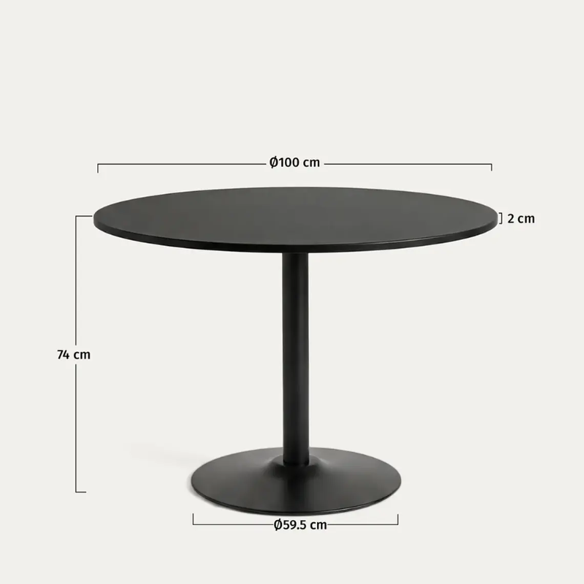 Comedor Mesa Reuniones Black redonda 100 cm con 4 Sillas de terraza Black 5