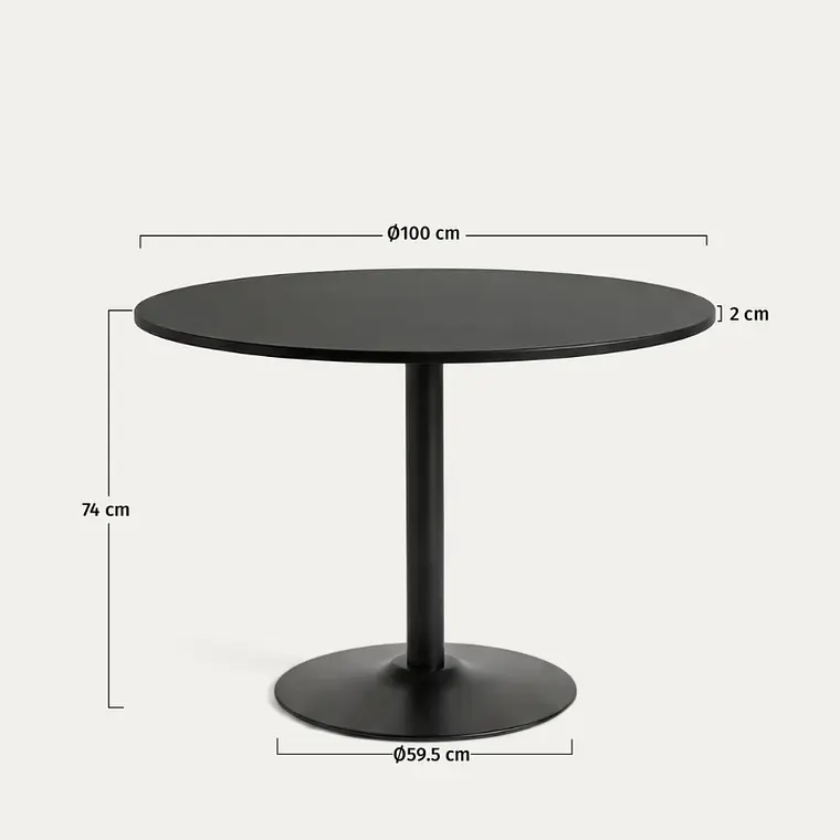 Comedor Mesa Reuniones Black redonda 100 cm con 4 Sillas de terraza Black 5