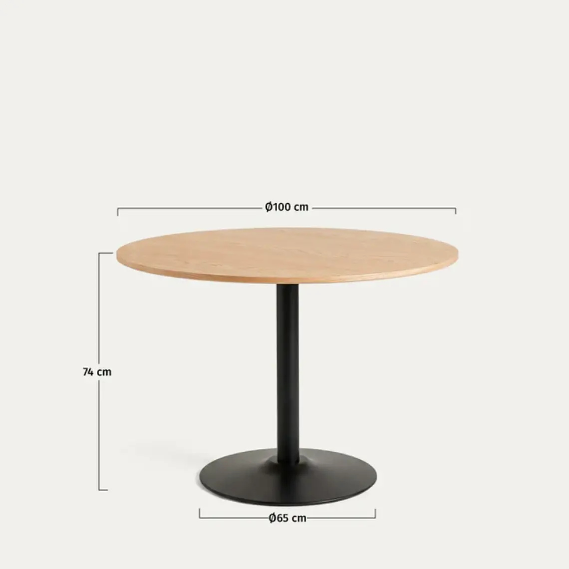 Comedor Mesa Reuniones Wood redonda 100 cm con 4 Sillas de terraza Black 5