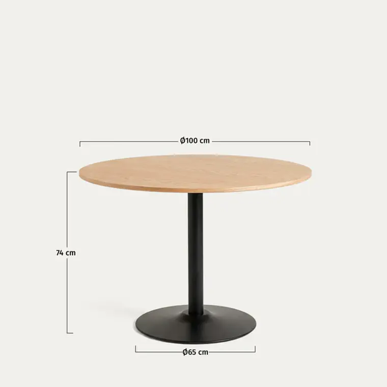 Comedor Mesa Reuniones Wood redonda 100 cm con 4 Sillas de terraza Black 5