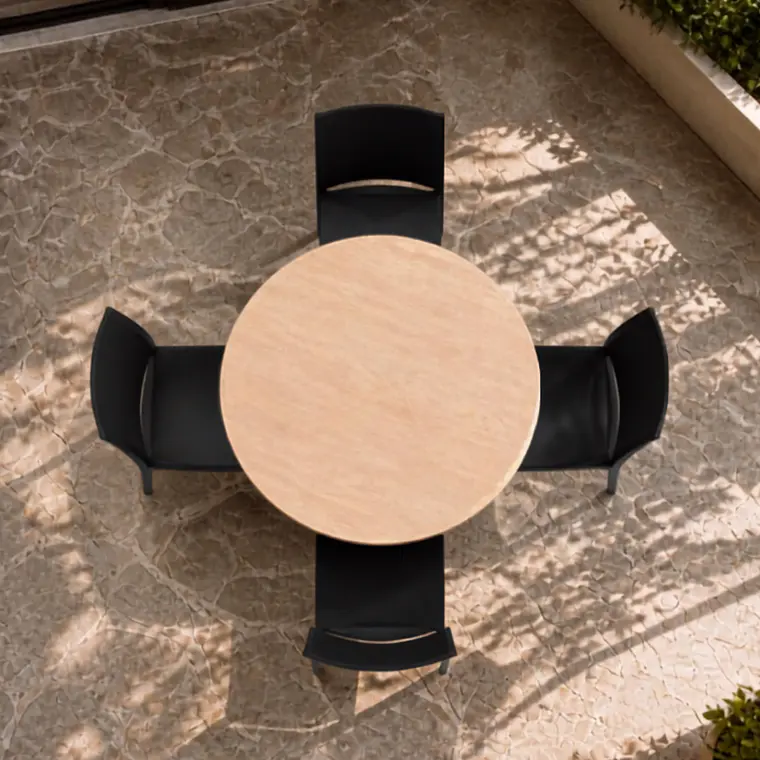 Comedor Mesa Reuniones Wood redonda 100 cm con 4 Sillas de terraza Black 2