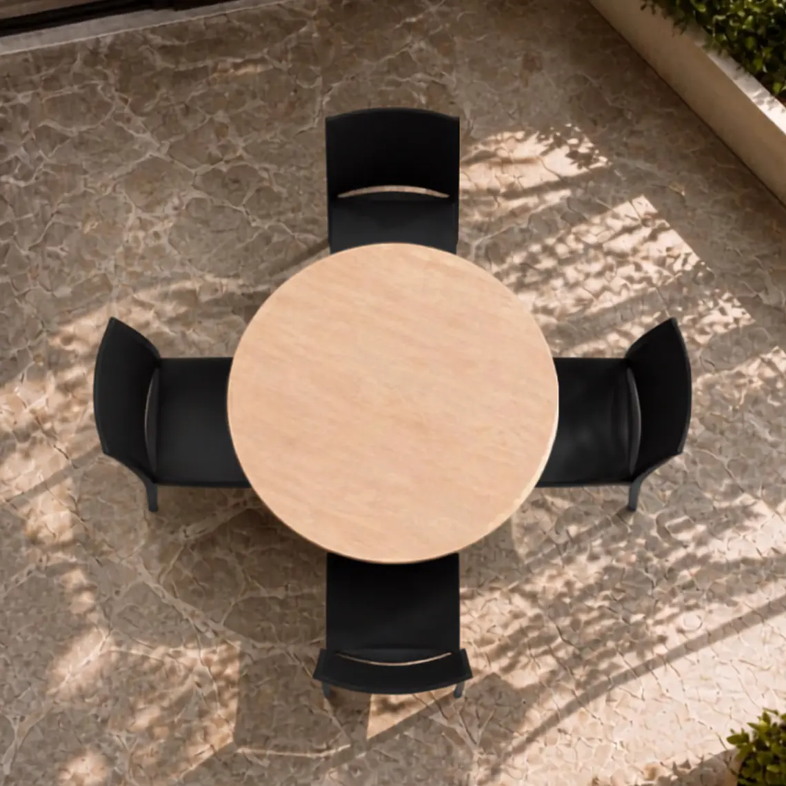 Comedor Mesa Reuniones Wood redonda 80 cm con 4 Sillas de terraza Black 2