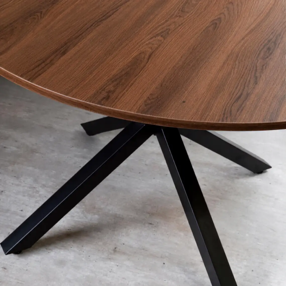 Comedor Mesa Asgard Rustik Black redondo 100 cm con 4 Sillas Spoon Ecocuero vintage café oscuro 5