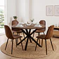 Comedor Mesa Asgard Rustik Black redondo 100 cm con 4 Sillas Spoon Ecocuero vintage café oscuro - Miniatura 1
