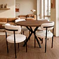 Comedor Mesa Asgard Rustik Black redondo 100 cm con 4 Sillas Arpi Bouclé Black - Crema - Miniatura 1