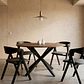 Comedor Mesa Asgard Rustik Black redondo 100 cm con 4 Sillas Ares Acolchadas Negras - Madera y Tela - Miniatura 1