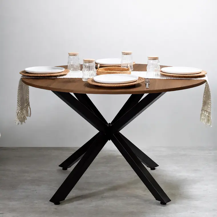 Comedor Mesa Asgard Rustik Black redonda 100 cm con 4 Sillas Arpi Poly Wood - Beige 14