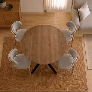 Comedor Mesa Asgard Rustik Black redonda 100 cm con 4 Sillas Arpi Poly Wood - Beige