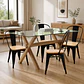 Comedor Mesa rectangular Medlock vidrio 140x90 cm con 4 Sillas Tolix con asiento madera clara - Miniatura 2