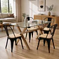 Comedor Mesa rectangular Medlock vidrio 140x90 cm con 4 Sillas Tolix con asiento madera clara - Miniatura 1