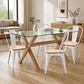 Comedor Mesa rectangular Medlock vidrio 140x90 cm con 4 Sillas Tolix con asiento madera clara - Miniatura 3