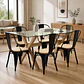 Comedor Mesa rectangular Medlock vidrio 140x90 cm con 6 Sillas Tolix con asiento madera clara - Miniatura 1