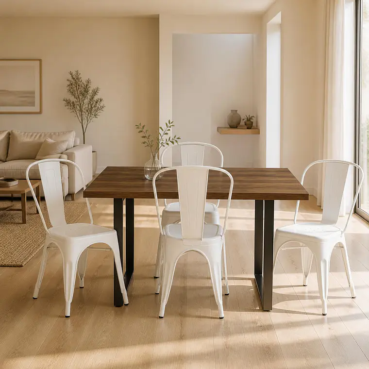 Comedor Mesa Industrial rectangular 160x90 cm con 4 Sillas Tolix 3