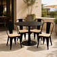 Comedor Mesa Reuniones Black redonda 100 cm con 4 Sillas Tolix con asiento madera clara - Miniatura 1