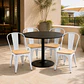 Comedor Mesa Reuniones Black redonda 100 cm con 4 Sillas Tolix con asiento madera clara - Miniatura 2