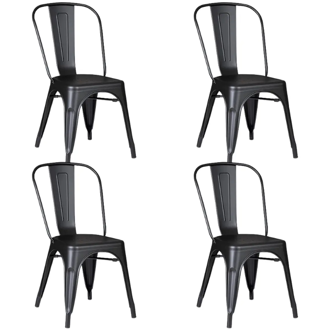 Comedor Mesa Eames redondo negro 80 cm con 4 Sillas Tolix negras 7