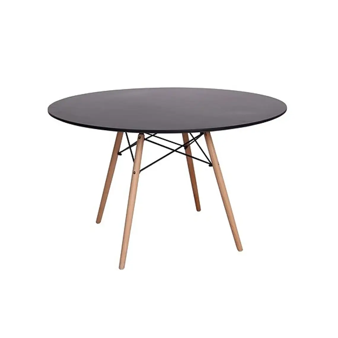 Comedor Mesa Eames redondo negro 80 cm con 4 Sillas Tolix negras 8