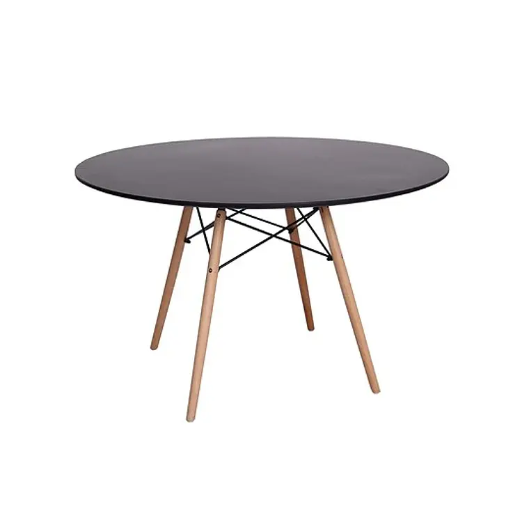 Comedor Mesa Eames redondo negro 80 cm con 4 Sillas Tolix negras 8
