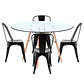 Comedor Mesa Eames redondo vidrio 80 cm con 4 Sillas Tolix - Miniatura 2