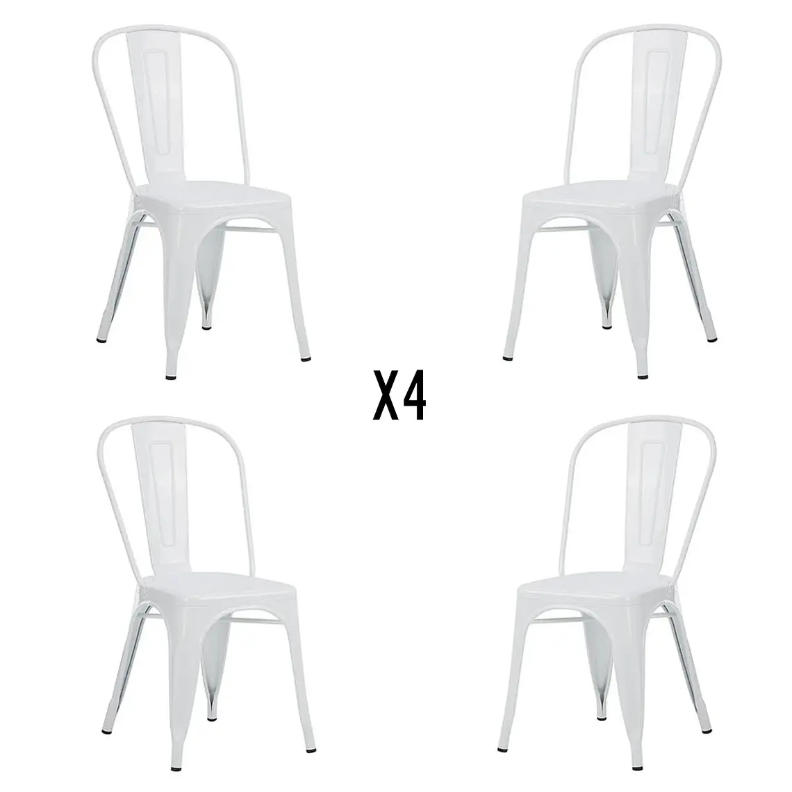 Comedor Mesa Eames redondo vidrio 80 cm con 4 Sillas Tolix 5