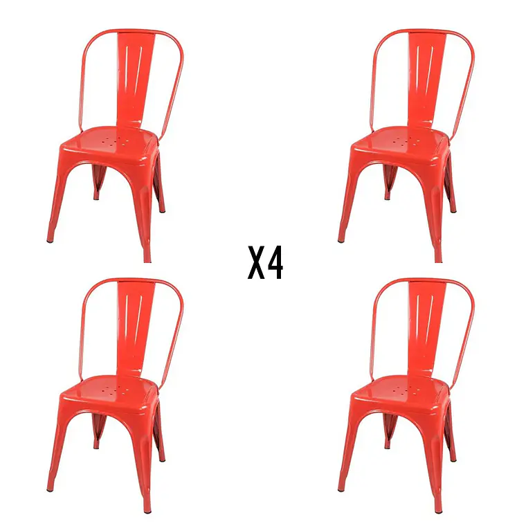Comedor Mesa Eames redondo vidrio 80 cm con 4 Sillas Tolix 6