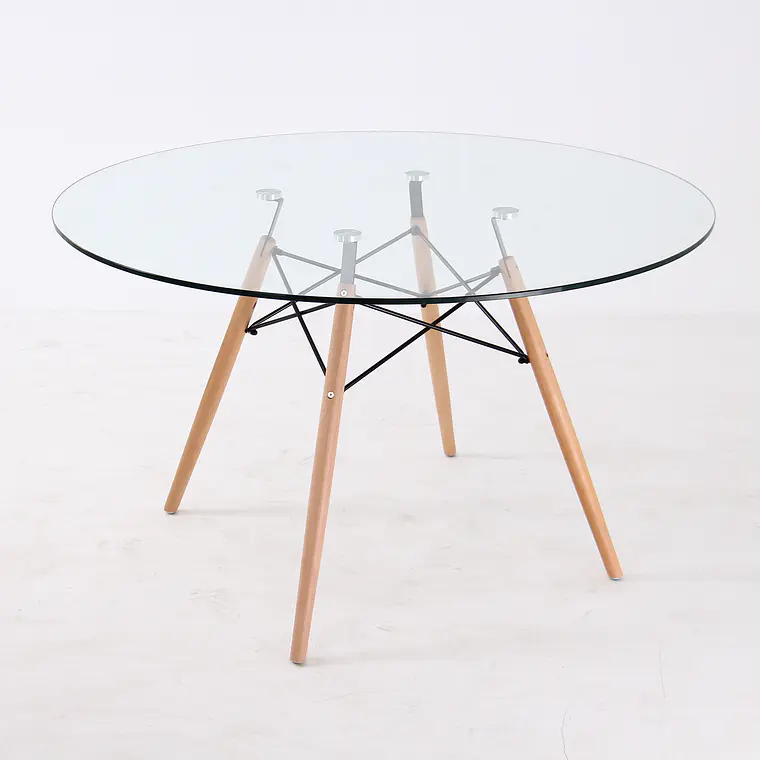 Comedor Mesa Eames redondo vidrio 120 cm con 4 Sillas Tolix 3
