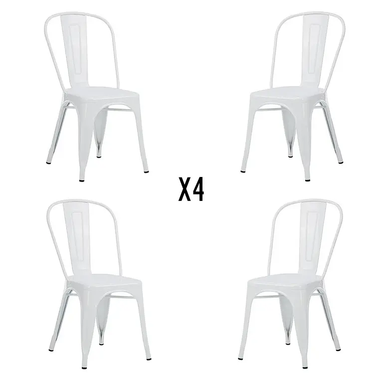 Comedor Mesa Eames redondo vidrio 120 cm con 4 Sillas Tolix 5