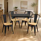 Comedor Mesa Eames Cuadrada Negra 80x80 cm con 4 Sillas Tolix asiento madera - Miniatura 1