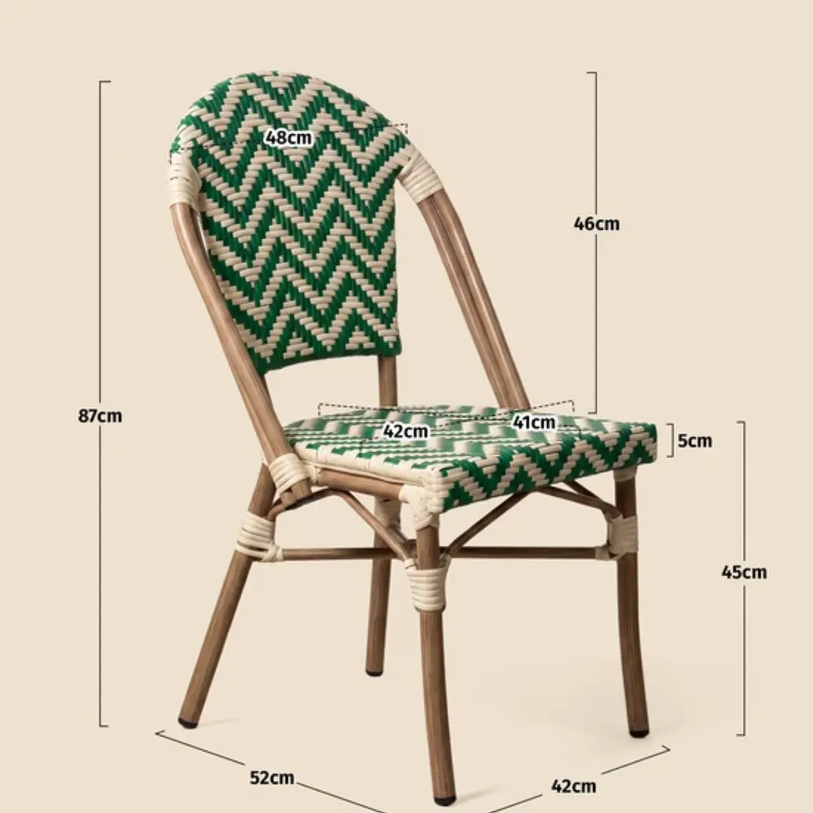 Silla Bistro Parisina ZigZag Rattán - Aluminio 17