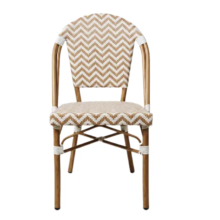 Comedor Mesa restaurant cafetería Deluxe Retro 60x60 cm con 2 Sillas Bistro Parisina ZigZag Rattán - Aluminio 18