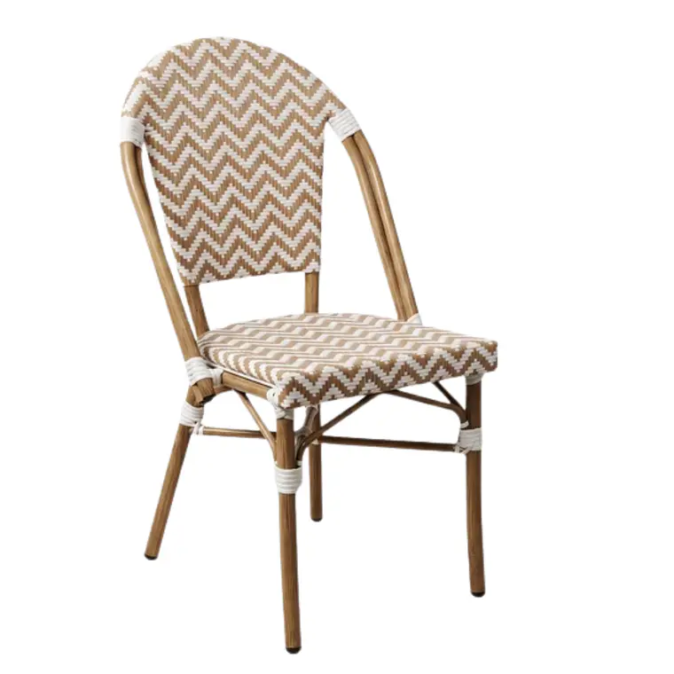 Comedor Mesa restaurant cafetería Deluxe Retro 60x60 cm con 4 Sillas Bistro Parisina ZigZag Rattán - Aluminio 21
