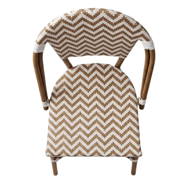 Comedor Mesa restaurant cafetería Deluxe Retro 60x60 cm con 4 Sillas Bistro Parisina ZigZag Rattán - Aluminio 22