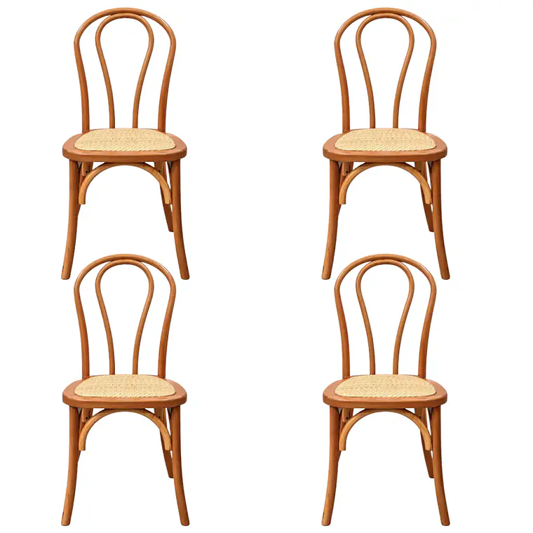 Pack 4 Sillas Elsie Madera Rattan - Natural 1