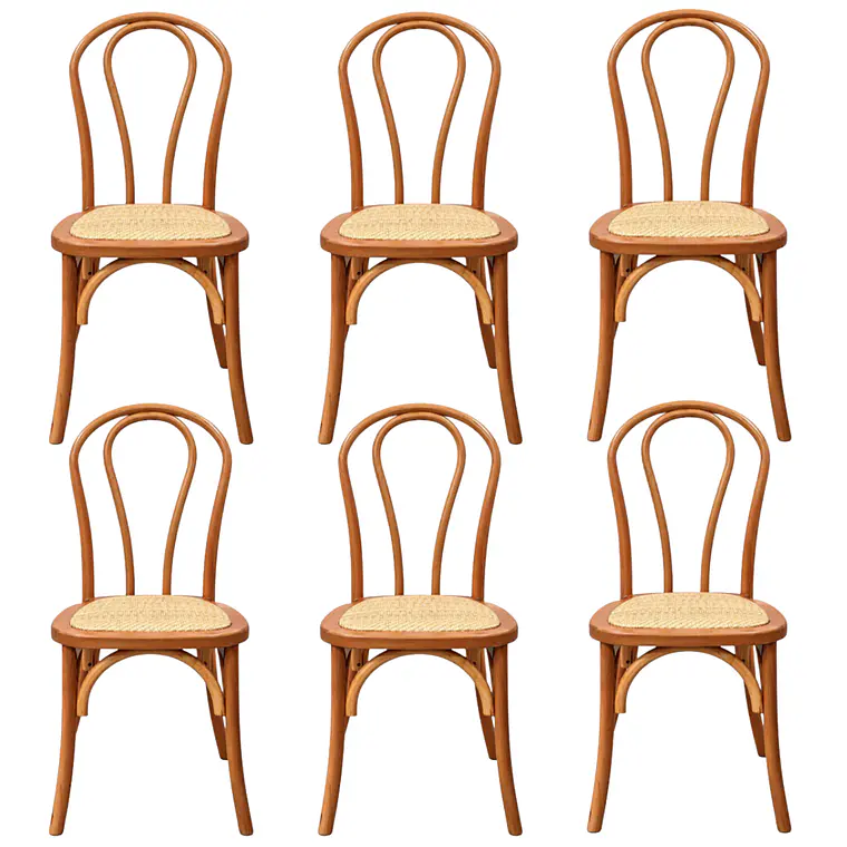Pack 6 Sillas Elsie Madera Rattan - Natural 1