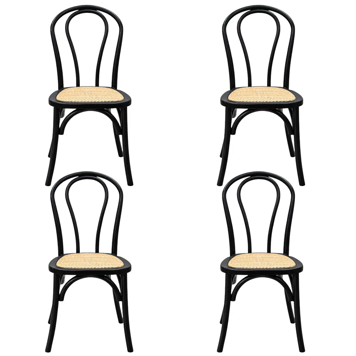Pack 4 Sillas Elsie Madera Rattan 4