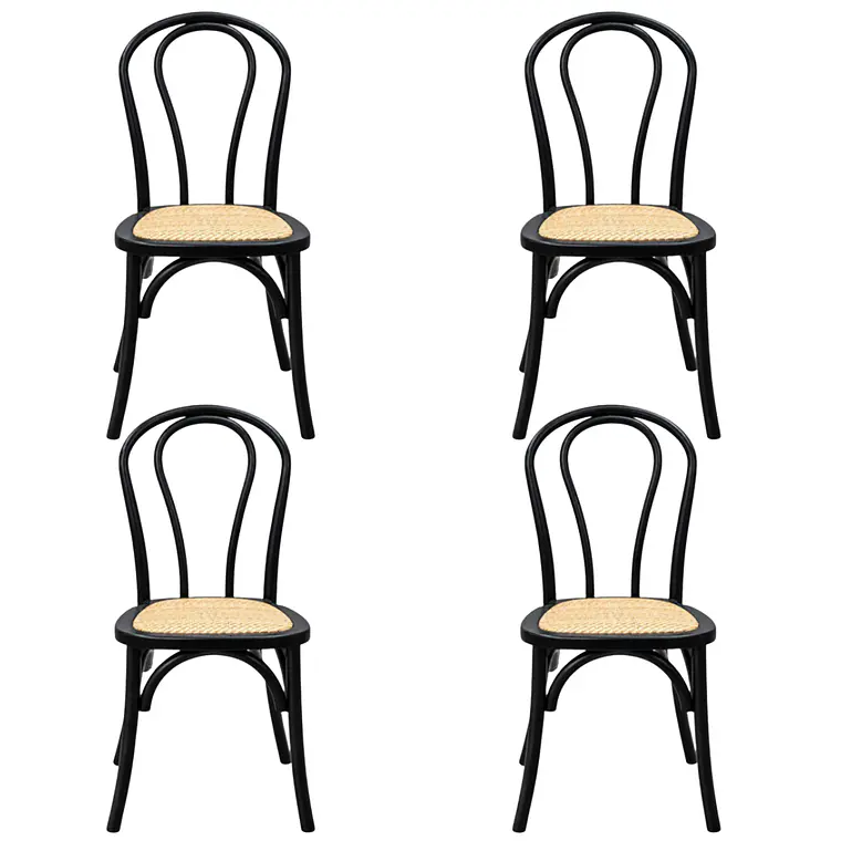 Pack 4 Sillas Elsie Madera Rattan 4