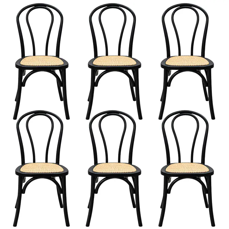 Pack 6 Sillas Elsie Madera Rattan  4