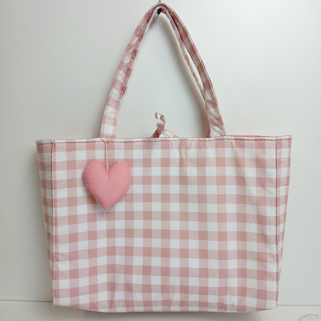 Bolso Shopper Vichy Rosa Pastel 1