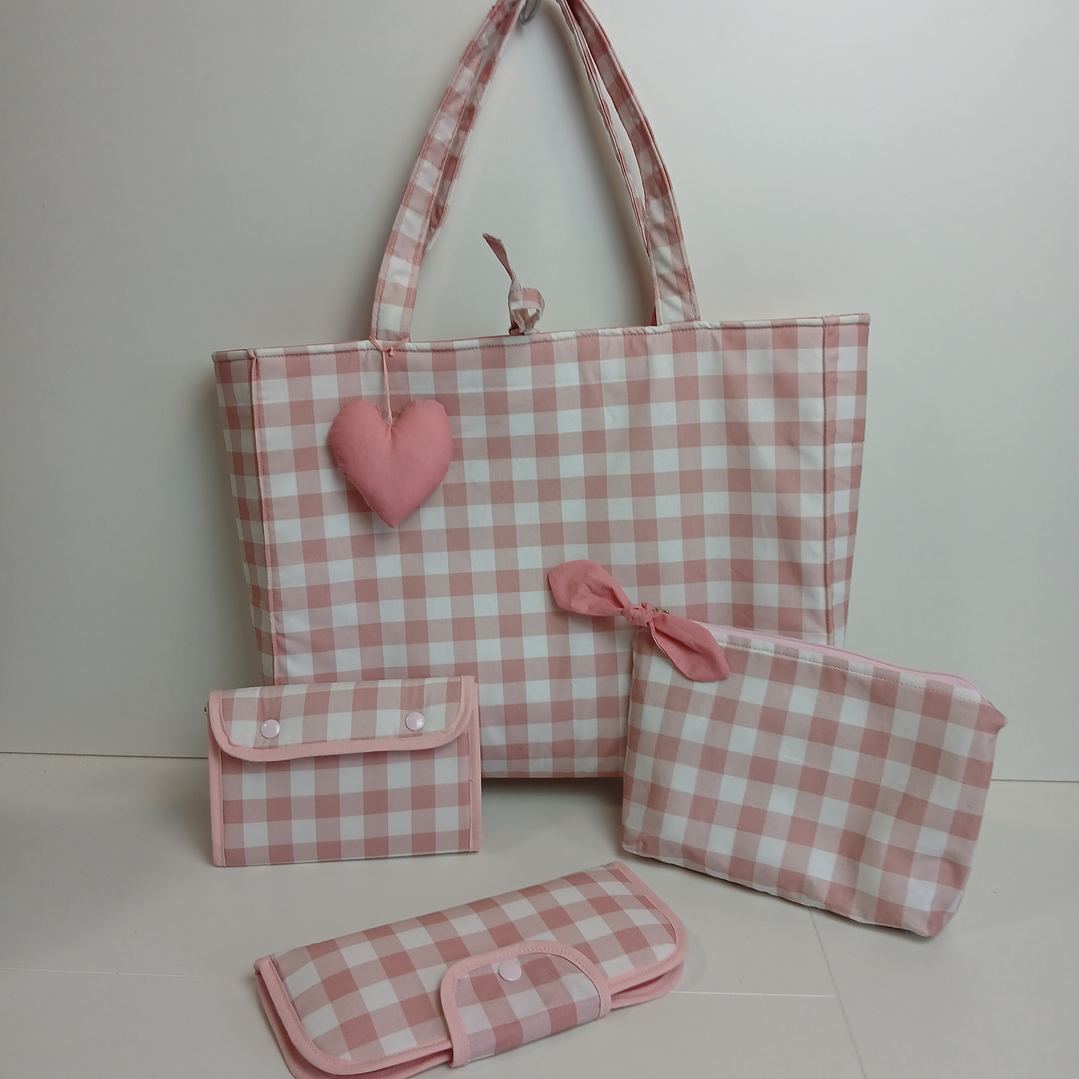 Bolso Sopper + Complementos a Conjunto Vichy Rosa 9